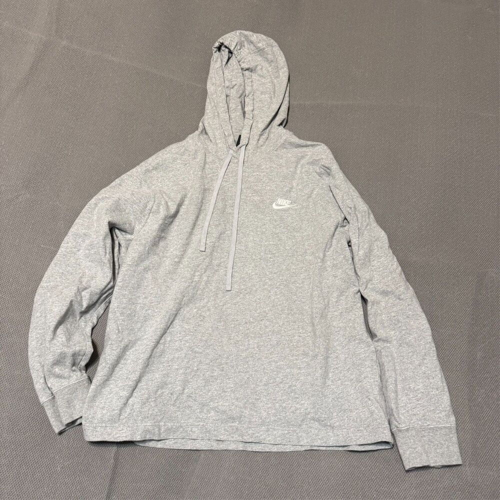 Nike Boys Large Hooded T Shirt Grey Long Sleeve 100% Cotton Pullover